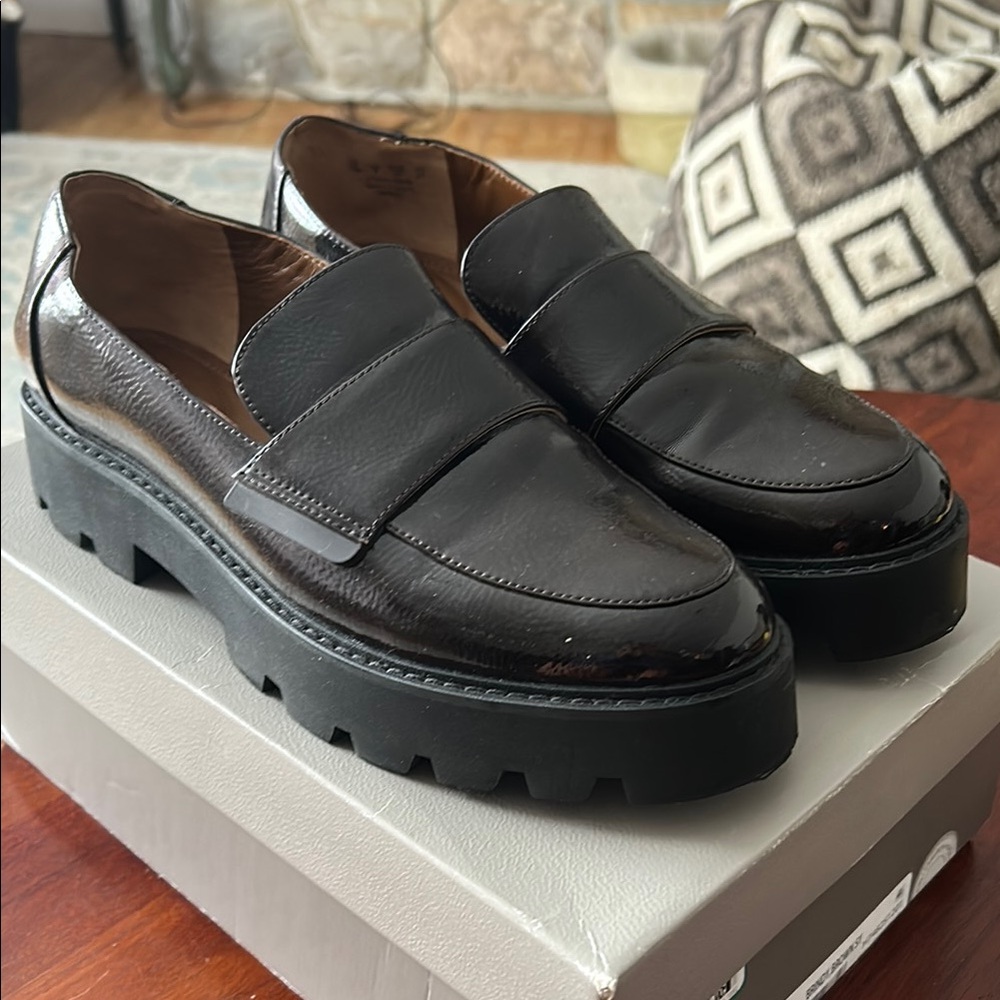 Franco Sarto Brown Patent Leather Loafers